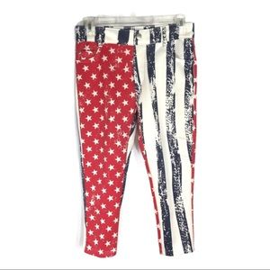 Yelete Star Striped American Flag Capri Pants